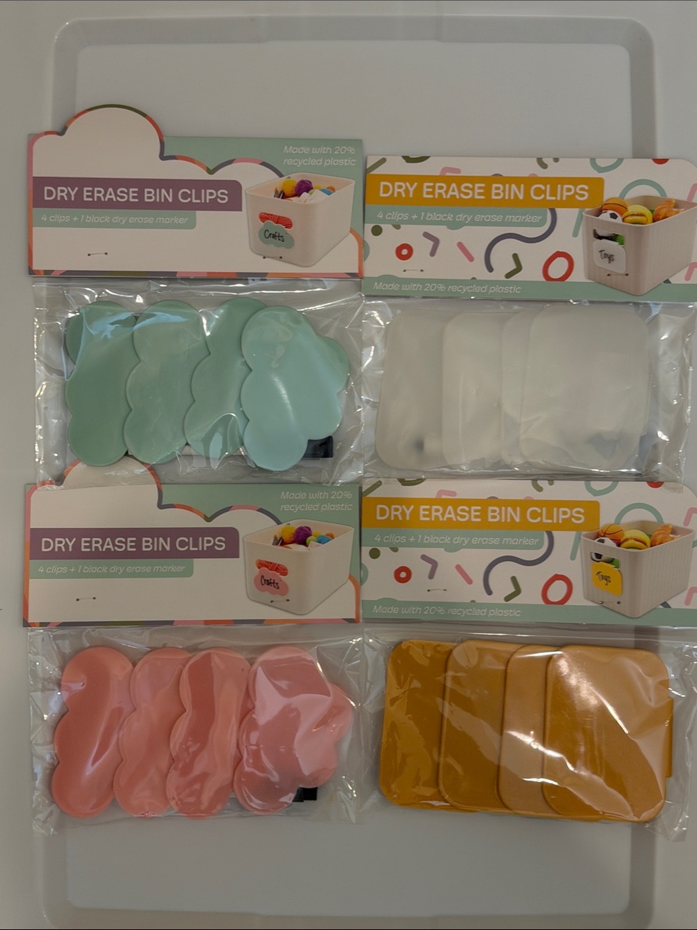 New Target Bullseye Playground 4 pk of Dry Erase Bin Clips